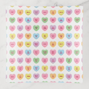 Cute funny girly custom conversation candy hearts trinket tray