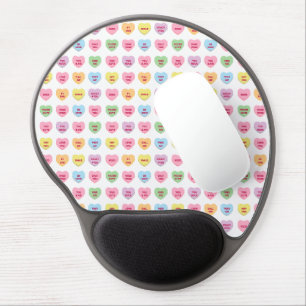 Cute funny girly custom tiny conversation hearts gel mouse pad