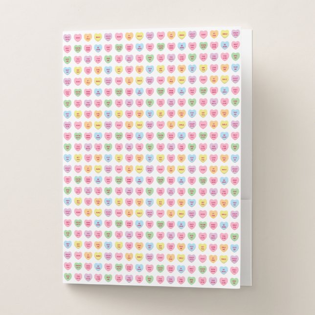 Cute funny girly custom tiny conversation hearts pocket folder (Front)