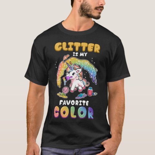 Cute  Funny Glitter Is My Favorite Color Unicorn  T_Shirt