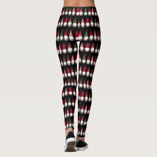 Cute Funny Gnomes Pattern Christmas Leggings | Zazzle