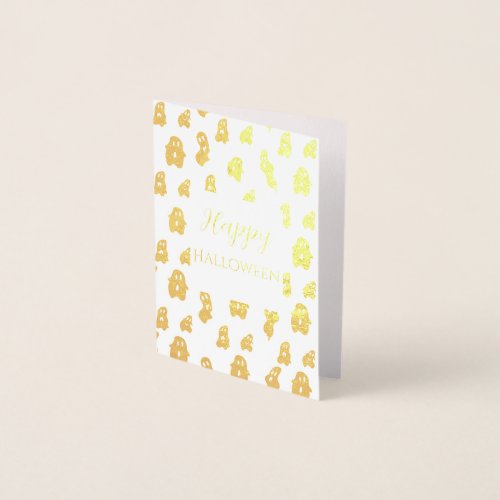 Cute Funny Gold Happy Ghosts Foil Card