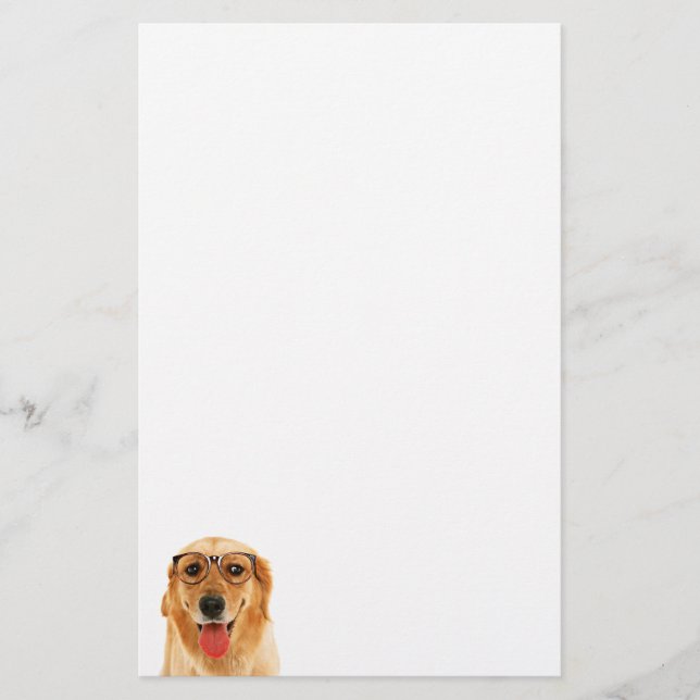 Cute funny Golden Retriever dog Stationery (Front)