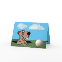 Cute, Funny Gopher & Golf Ball Birthday Card