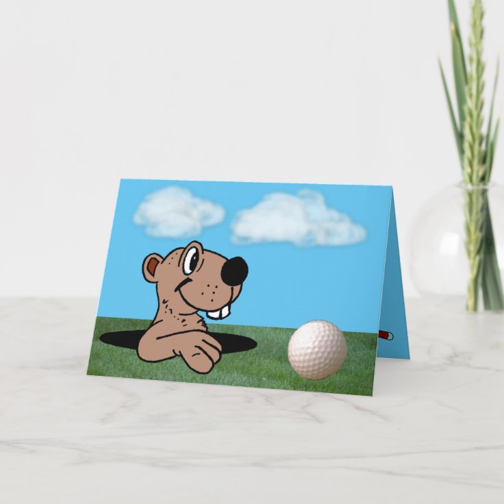 Cute, Funny Gopher & Golf Ball Birthday Card Zazzle