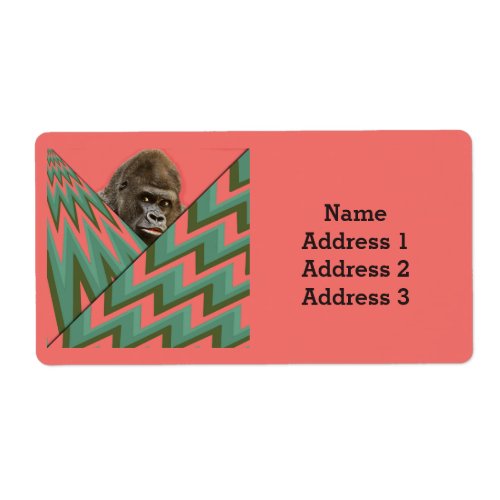 Cute Funny Gorilla Pink Green Chevron Address Label