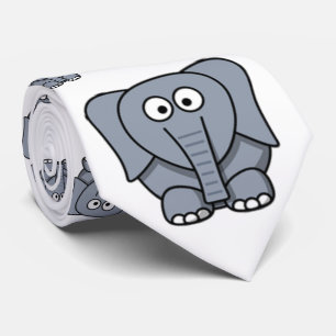 Cute, funny, gray cartoon elephant. tie