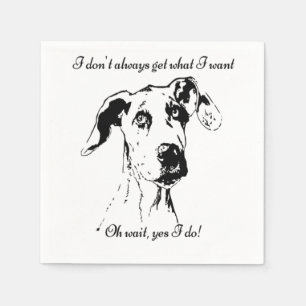 Cute Funny Great Dane Dog Quote Spoiled Pet Humor Paper Napkins