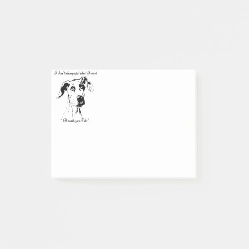 Cute Funny Great Dane Dog Quote  Spoiled Pet Humor Post_it Notes