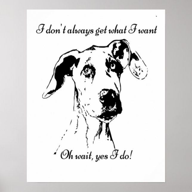 Cute Funny Great Dane Dog Quote  Spoiled Pet Humor Poster (Front)