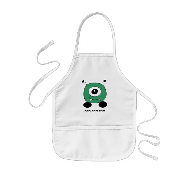 Cute Funny Green Alien Kids' Apron (Front)