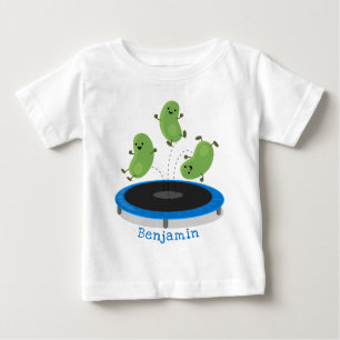 Cute funny green beans on trampoline cartoon baby T-Shirt