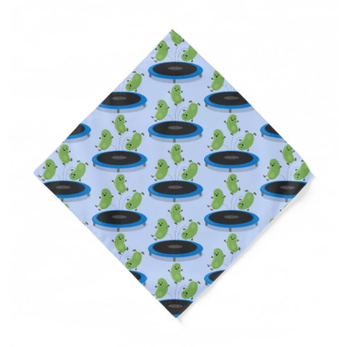 Cute funny green beans on trampoline cartoon bandana