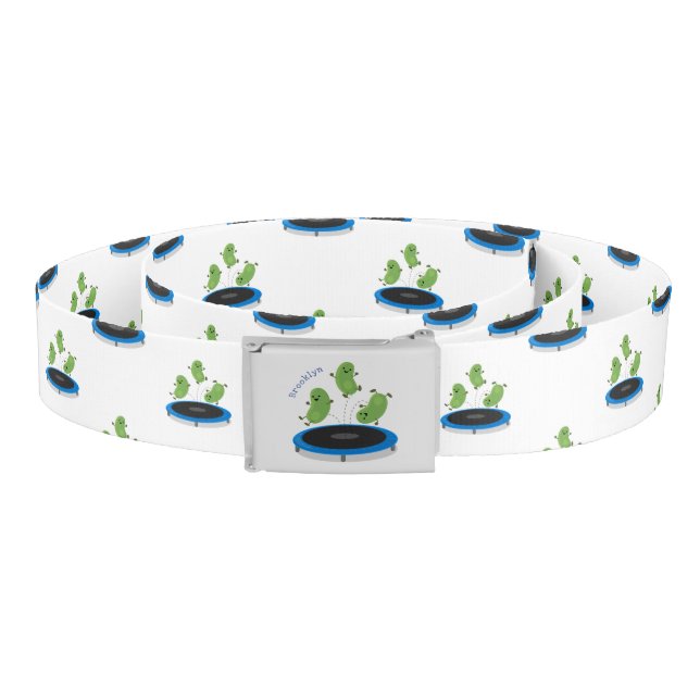 Cute funny green beans on trampoline cartoon belt (Coil)