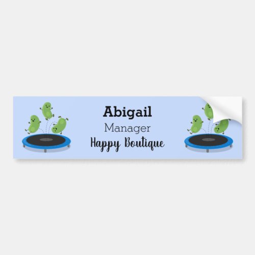Cute funny green beans on trampoline cartoon bumper sticker