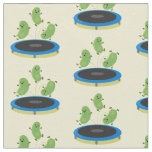 Cute funny green beans on trampoline cartoon fabric