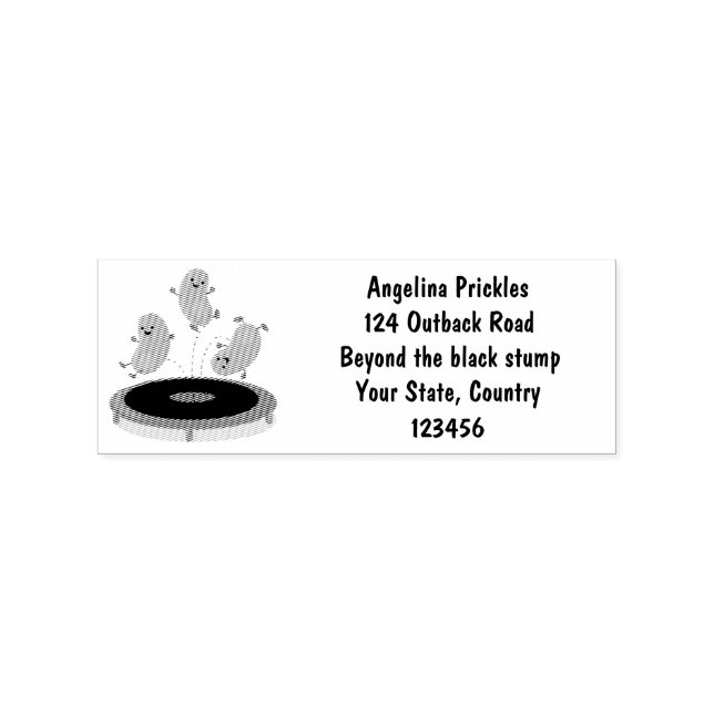 Cute funny green beans on trampoline cartoon rubber stamp (Imprint)