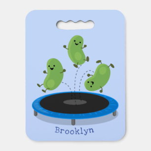 Cute funny green beans on trampoline cartoon seat cushion