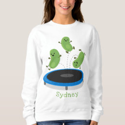 Cute funny green beans on trampoline cartoon sweatshirt