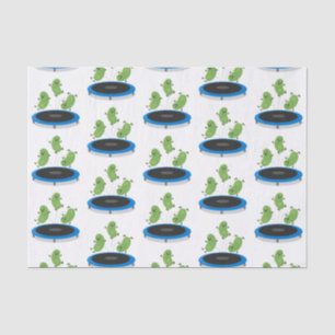Cute funny green beans on trampoline cartoon tissue paper