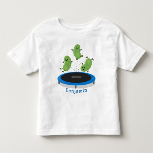 Cute funny green beans on trampoline cartoon toddler t_shirt