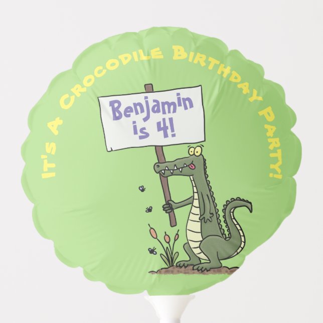 Cute, funny green crocodile humor cartoon balloon (Front)