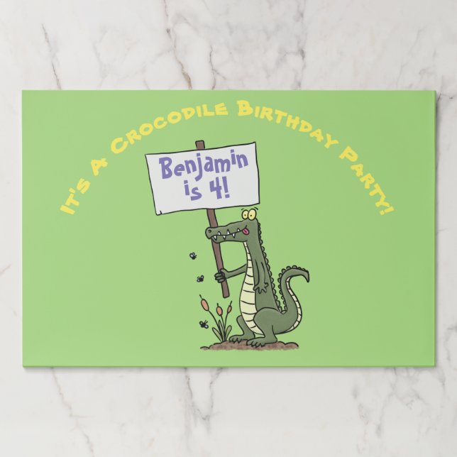 Cute, funny green crocodile humor cartoon paper pad (Front)