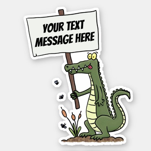 Cute funny green crocodile smiling humor cartoon sticker