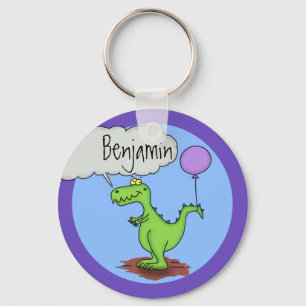 Cute, funny green dragon humor cartoon keychain