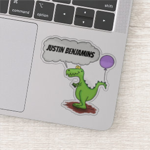 Cute, funny green dragon with smoke cartoon sticker
