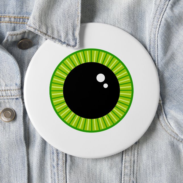 Cute Funny Green Eyeball Button (In Situ)