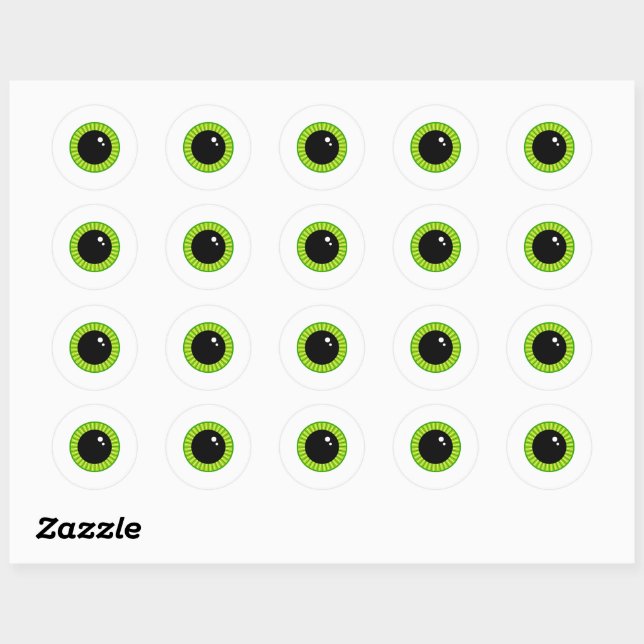 Cute Funny Green Eyeball Classic Round Sticker (Sheet)