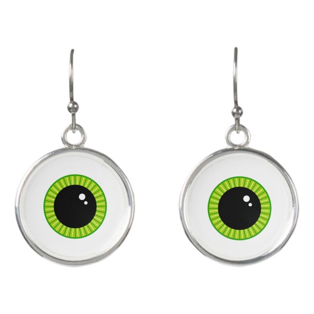 Cute Funny Green Eyeball Earrings (Front)