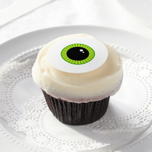 Cute Funny Green Eyeball Edible Frosting Rounds