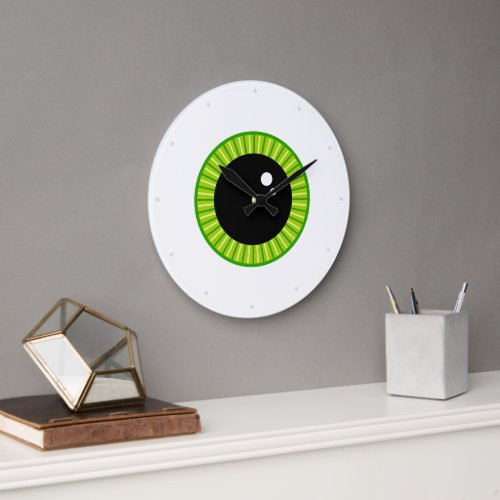 Cute Funny Green Eyeball Large Clock
