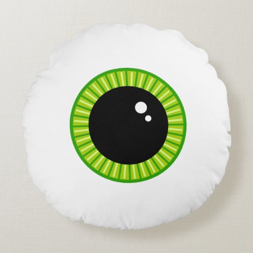 Cute Funny Green Eyeball Round Pillow