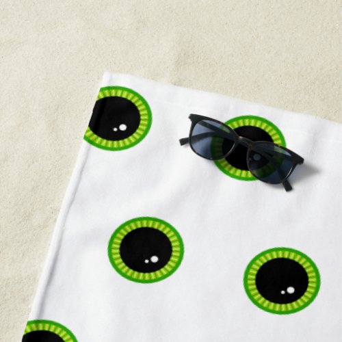 Cute Funny Green Eyes Beach Towel