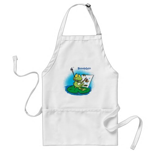 Cute funny green frog cartoon illustration adult a adult apron