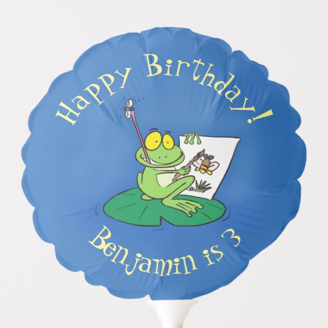 Cute funny green frog cartoon illustration balloon (Front)