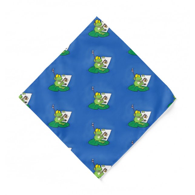 Cute funny green frog cartoon illustration  bandana (Front)