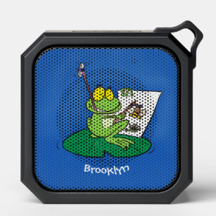 Cute funny green frog cartoon illustration bluetooth speaker