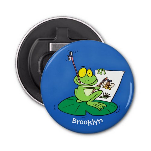 Cute funny green frog cartoon illustration bottle opener