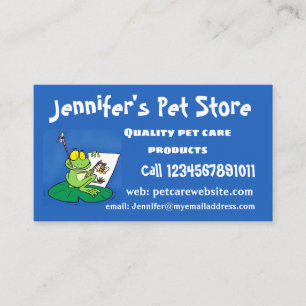 Cute funny green frog cartoon illustration business card