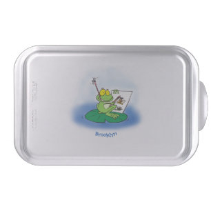 Cute funny green frog cartoon illustration cake pan