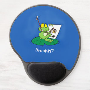 Cute funny green frog cartoon illustration gel mouse pad