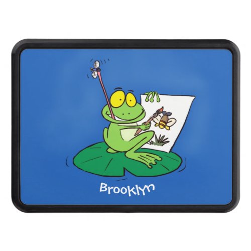 Cute funny green frog cartoon illustration hitch cover