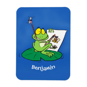 Cute funny green frog cartoon illustration magnet