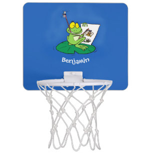 Cute funny green frog cartoon illustration mini basketball hoop
