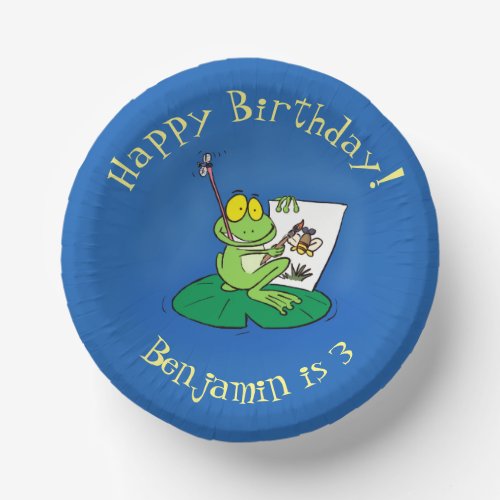 Cute funny green frog cartoon illustration paper bowls