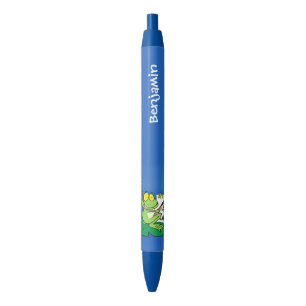 Cute funny green frog cartoon illustration pen
